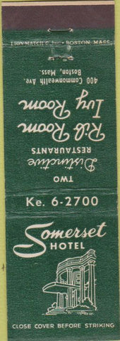 Matchbook Cover - Somerset Hotel Boston MA