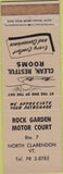 Matchbook Cover - Rock Garden Motor Court North Clarendon VT