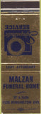 Matchbook Cover - Malzan Funeral Home NO TOWN