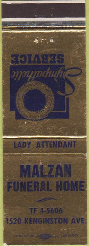 Matchbook Cover - Malzan Funeral Home NO TOWN