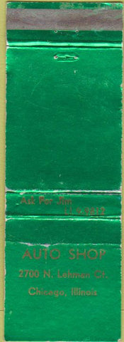 Matchbook Cover - Auto Shop Chicago IL WORN