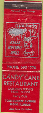 Matchbook Cover - Candy Cane Restaurant Elgin IL WORN