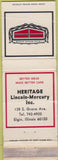 Matchbook Cover - Heritage Lincoln Mercury Elgin IL WORN CREASES