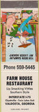 Matchbook Cover - Farm House Restaurant Valdosta GA hillbilly