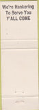 Matchbook Cover - Farm House Restaurant Valdosta GA hillbilly