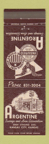 Matchbook Cover - Argentine Savings and Loan Kansas City MO