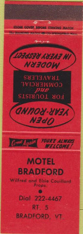 Matchbook Cover - Motel Bradford VT