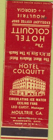 Matchbook Cover - Hotel Colquitt Moultrie GA