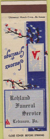 Matchbook Cover - Rohland Funeral Service Lebanon PA