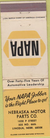Matchbook Cover - NAPA Auto parts Lincoln NE