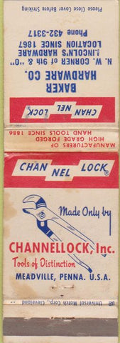 Matchbook Cover - Channellock Pliers Lincoln NE WORN