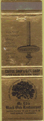 Matchbook Cover - Mr Ed's Black Oak Restaurant Paso Robles CA