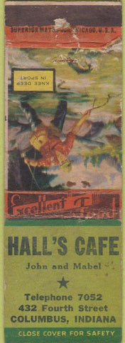 Matchbook Cover - Hall's Cafe Columbus IN WORN