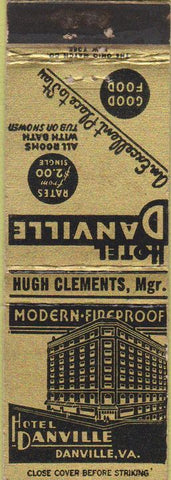 Matchbook Cover - Hotel Danville VA