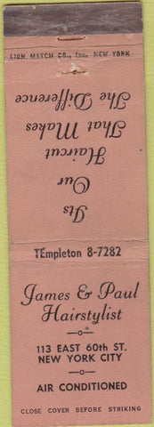 Matchbook Cover - James Paul Salon New York City WEAR