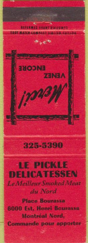 Matchbook Cover - Le Pickle Deli Montreal Nord