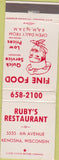 Matchbook Cover - Ruby's Restaurant Kenosha WI
