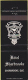 Matchbook Cover - Hotel Sherbrooke QC