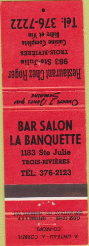 Matchbook Cover - Bar Salon Trois Rivieres WEAR