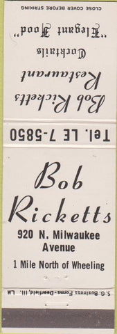 Matchbook Cover - Bob Ricketts Chicago IL?