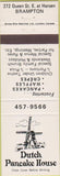 Matchbook Cover - Dutch Pancake House Brampton