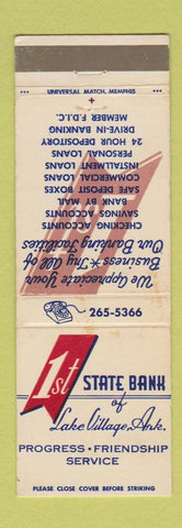 Matchbook Cover - 1st State Bank Lake Village AR