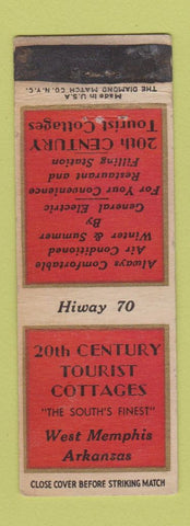 Matchbook Cover - 20th Century Tourist Cottages West Memphis AR WEAR