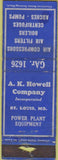 Matchbook Cover - Ak Howell Co St Louis MO power plant equip