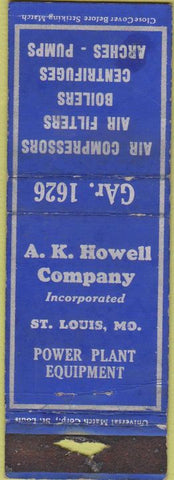 Matchbook Cover - Ak Howell Co St Louis MO power plant equip