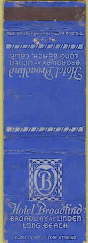 Matchbook Cover - Hotel Broadlind Long Beach CA POOR