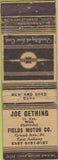 Matchbook Cover - Joe Gething Chevrolet POOR