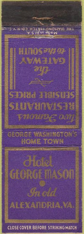 Matchbook Cover - Hotel George Mason Alexandria VA WEAR