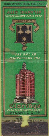 Matchbook Cover - Claridge Hotel Atlantic City NJ WEAR