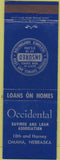 Matchbook Cover - Occidental Savings Omaha NE