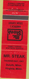 Matchbook Cover - Mr. Steak Duluth MN Virginia
