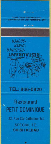 Matchbook Cover - Petit Dominique Restaurant Rue Ste Catherine