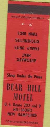 Matchbook Cover - Bear Hill Motel Hillsboro NH