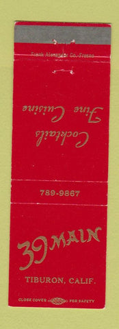 Matchbook Cover - 39 Main Tiburon CA restaurant