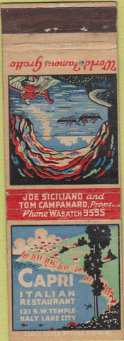 Matchbook Cover - Capri Italian Restaurant Salt Lake City UT WEAR