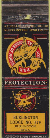 Matchbook Cover - Elks Lodge Burlington IA WORN