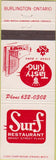 Matchbook Cover - Surf Restaurant Burlington ON