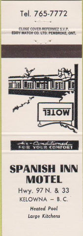 Matchbook Cover - Spanish Inn Motel Kelowna BC