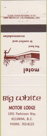 Matchbook Cover - Big White Motor Lodge Kelowna BC