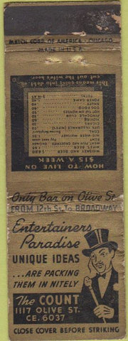 Matchbook Cover - Count Used Cars WORN