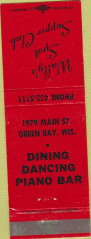 Matchbook Cover - Wally's Spot Club Green Bay WI