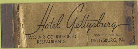 Matchbook Cover - Hotel Gettysburg PA WORN