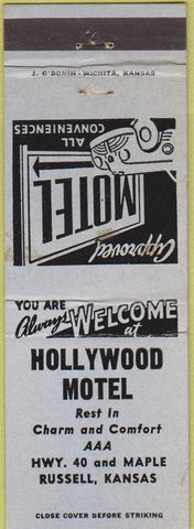 Matchbook Cover - Hollywood Motel Russell KS WEAR