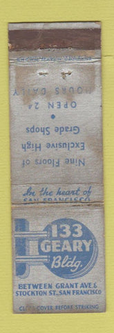 Matchbook Cover - 133 Geary Building San Francisco CA CROWN POOR