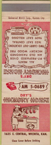Matchbook Cover - Dry's Hickory House Wichita KS BBQ