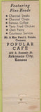 Matchbook Cover - Popular Cafe Arkansas City KS